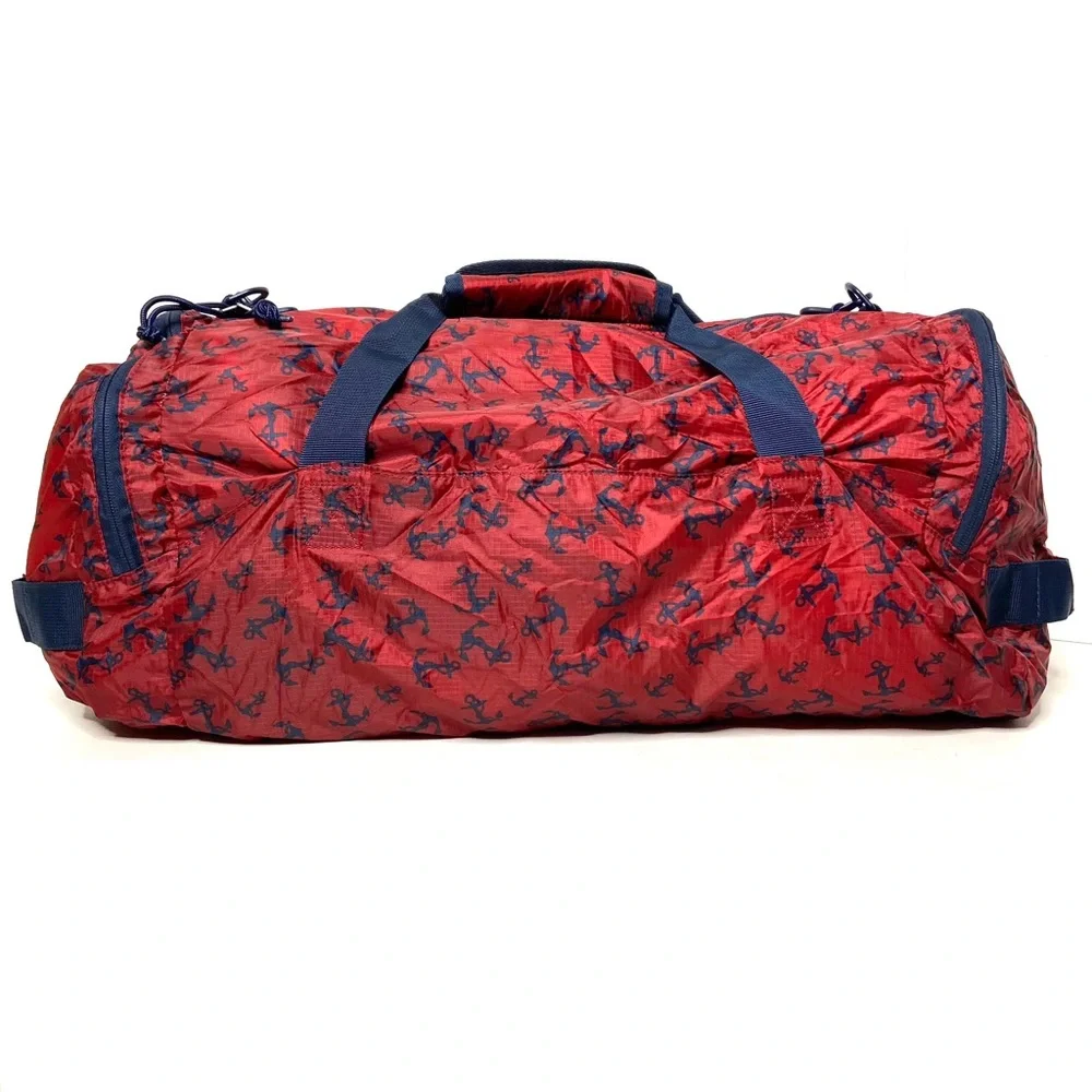 G.H. Bass & Co. Red and Blue Anchor Packable Duffel Bag
